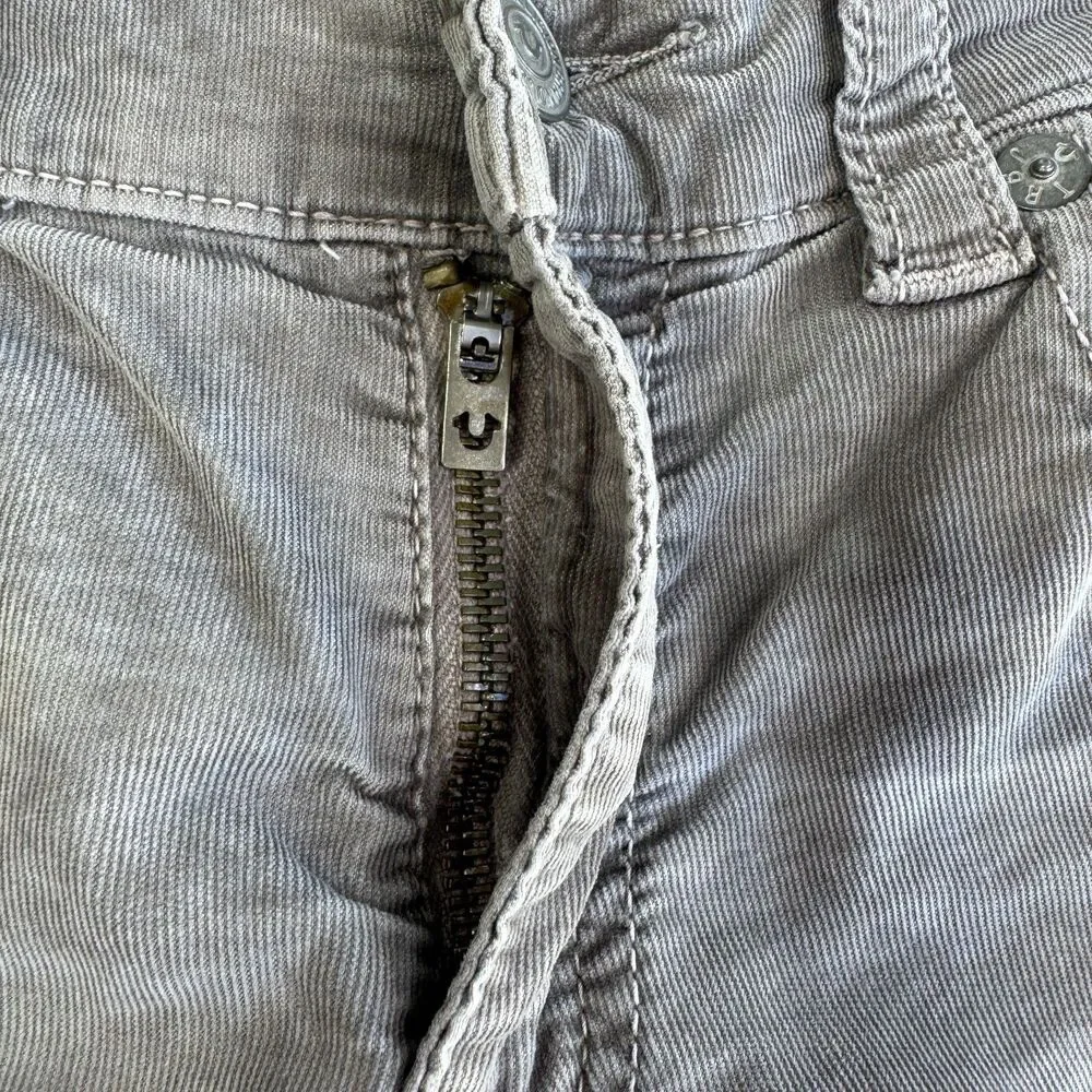 True Religion Ricky Cut Off Shorts Men's 31 Gray Corduroy Relaxed Fit Whiskered